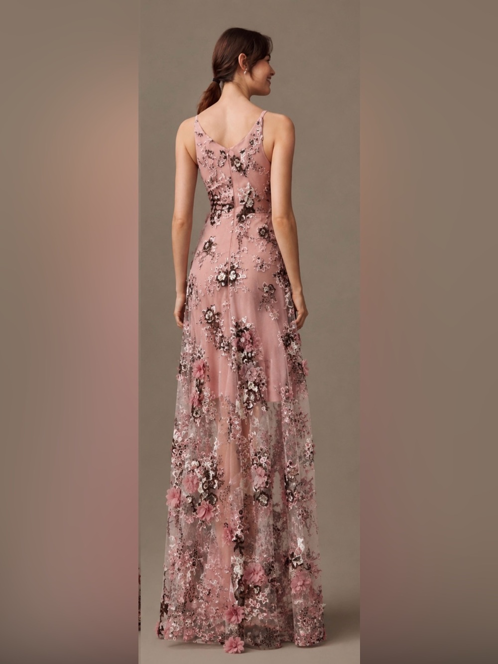 NWT Dress The Population Anthropologie Sidney Embroidered 3D Floral Gown Small - Picture 2 of 8